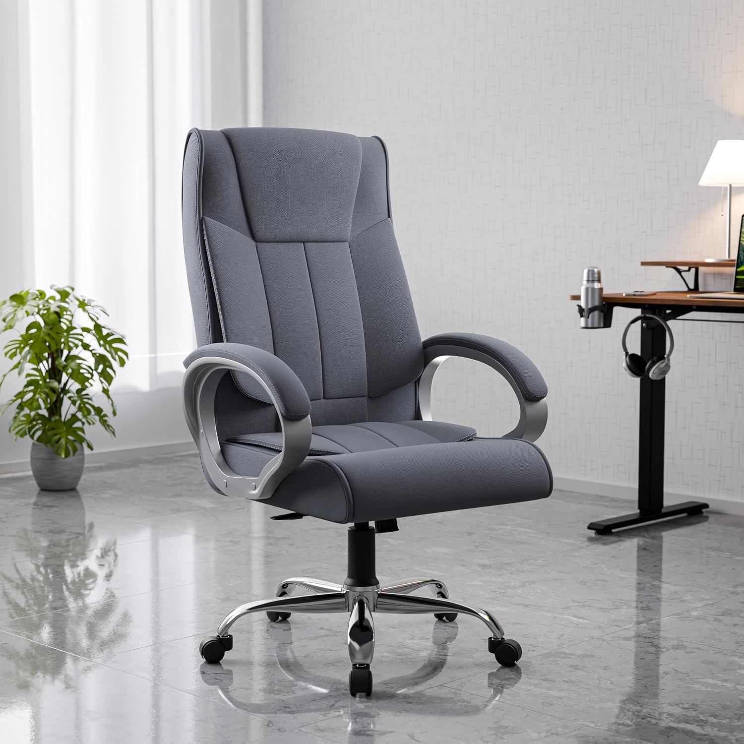 GREEN SOUL Kiev Orthopedic Office Chair | Ergonomic Design with Rocking Function Fabric Office Executive Chair (Grey, DIY(Do-It-Yourself))